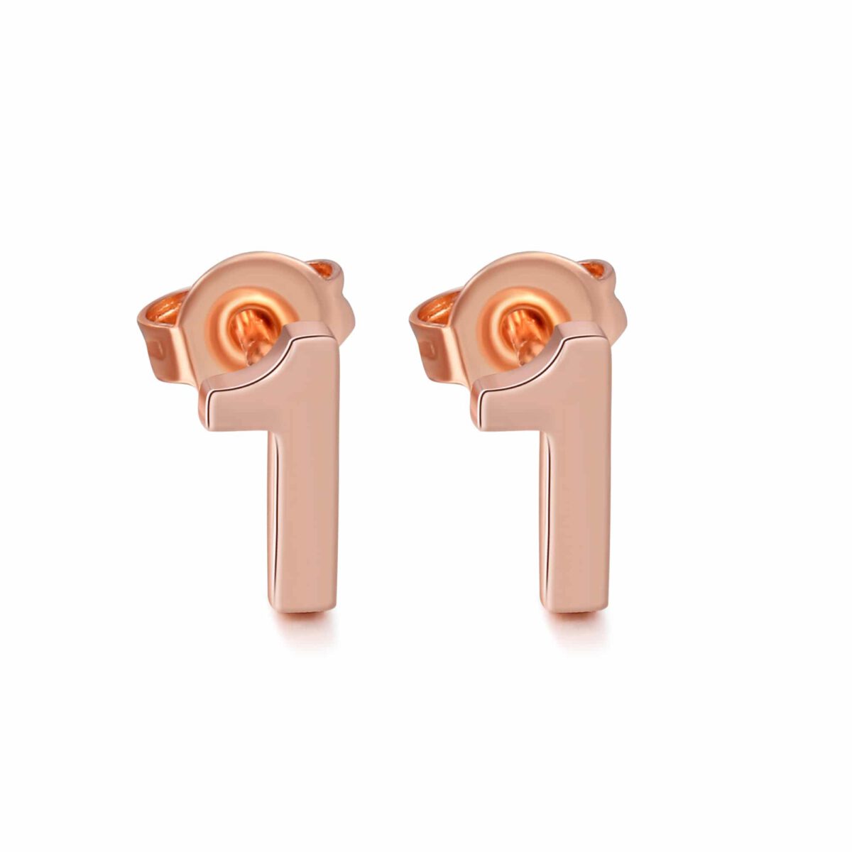 Stud Number Earrings Rose Gold 1