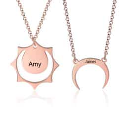 Sun And Moon Bff Necklaces Rose Gold