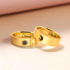 Sun And Moon Matching Rings Gold Set