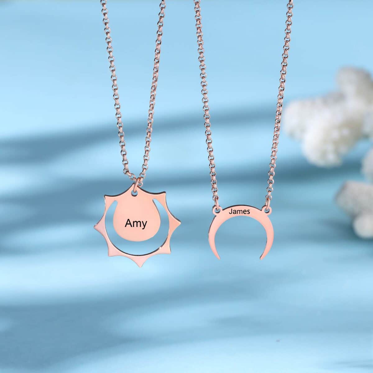 Sun Moon Star Friendship Necklace Rose Gold