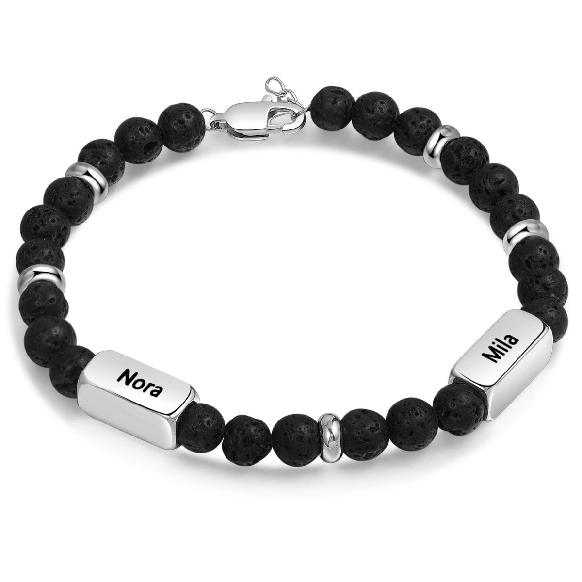 Two Name Bracelet for Men Onyx