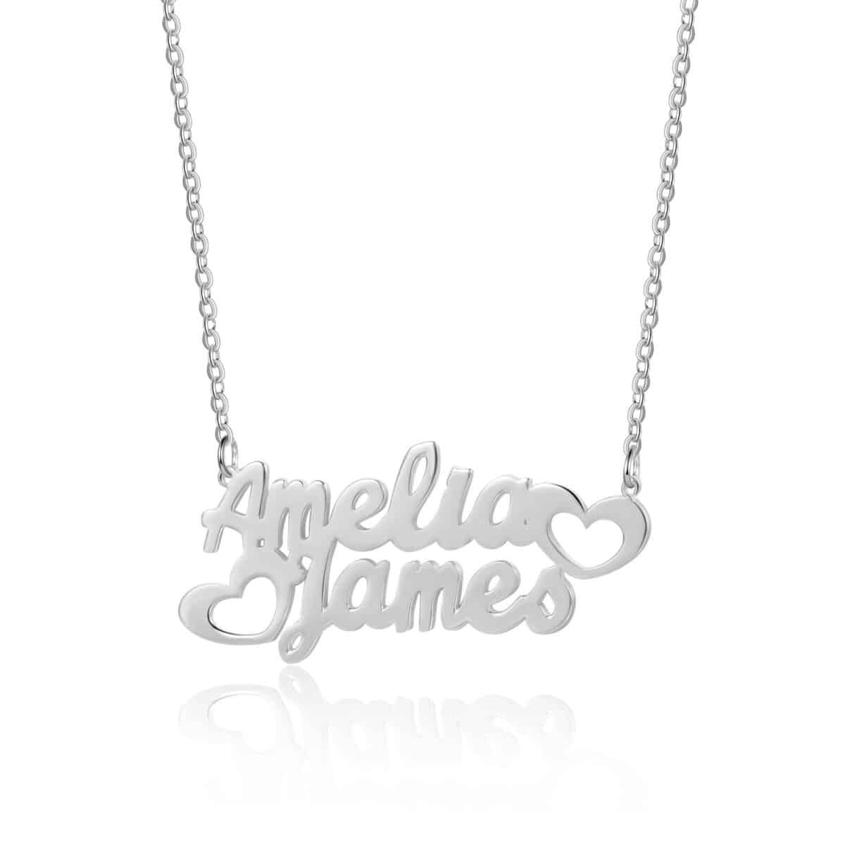 Two Name Necklace Sterling Silver for Couple Personalized