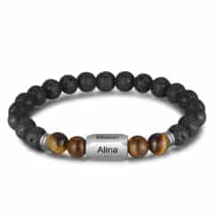 Volcanic Stone Bracelet With Names For Men